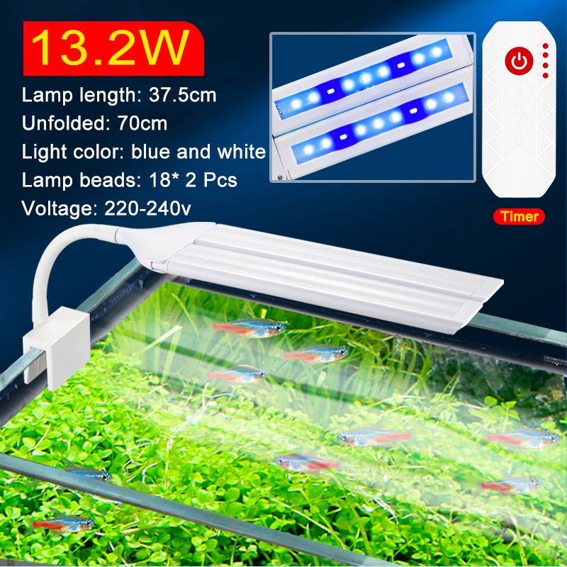 Super Bright Clip Lamp LED Aquarium Light for Aquatic Plant Grow Fish Tank Full Spectrum Timing Lamp 220-240V 30~70CM 4W 8W 13W: Blue
