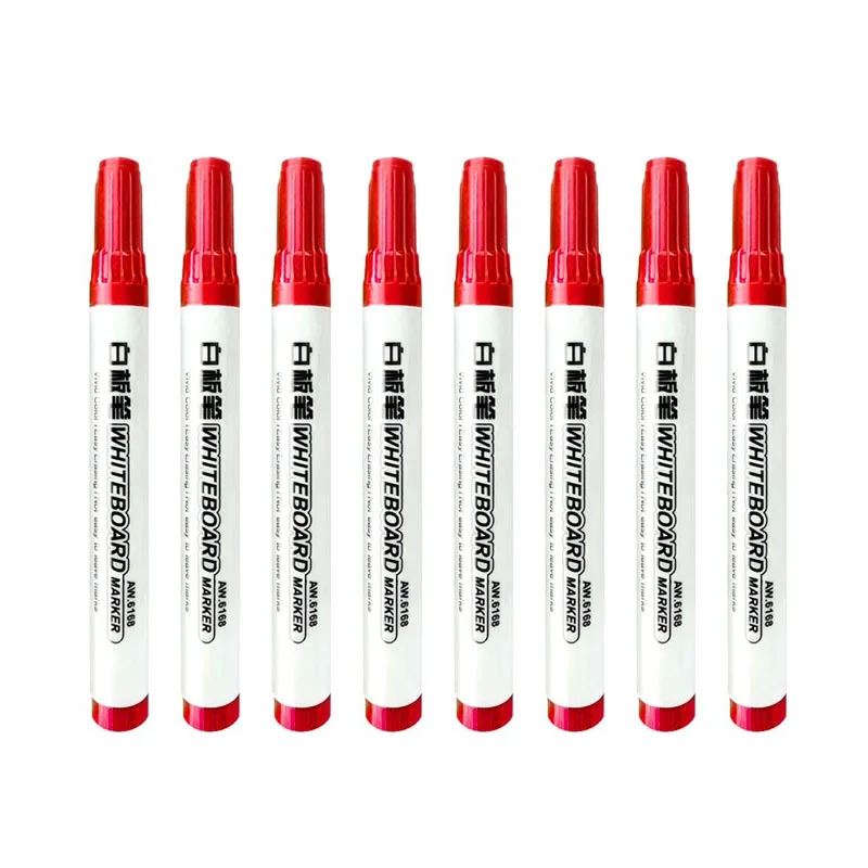 4/8 stuks zwarte uitwisbare whiteboard-pen, rood blauw af te vegen grote koppen, glazen notitiepen met grote capaciteit, whiteboard-markeerstift: Oranje