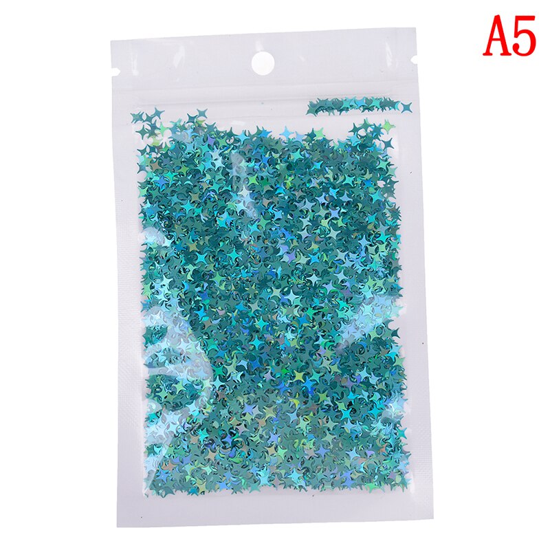 10 gr/paket Diy Kristall Schleim Liefert Ultra-dünne Scheiben Nägel Kunst Tipps Box Zubehör Dekoration Spielzeug Für Kinder Vier stern Glitter: 5