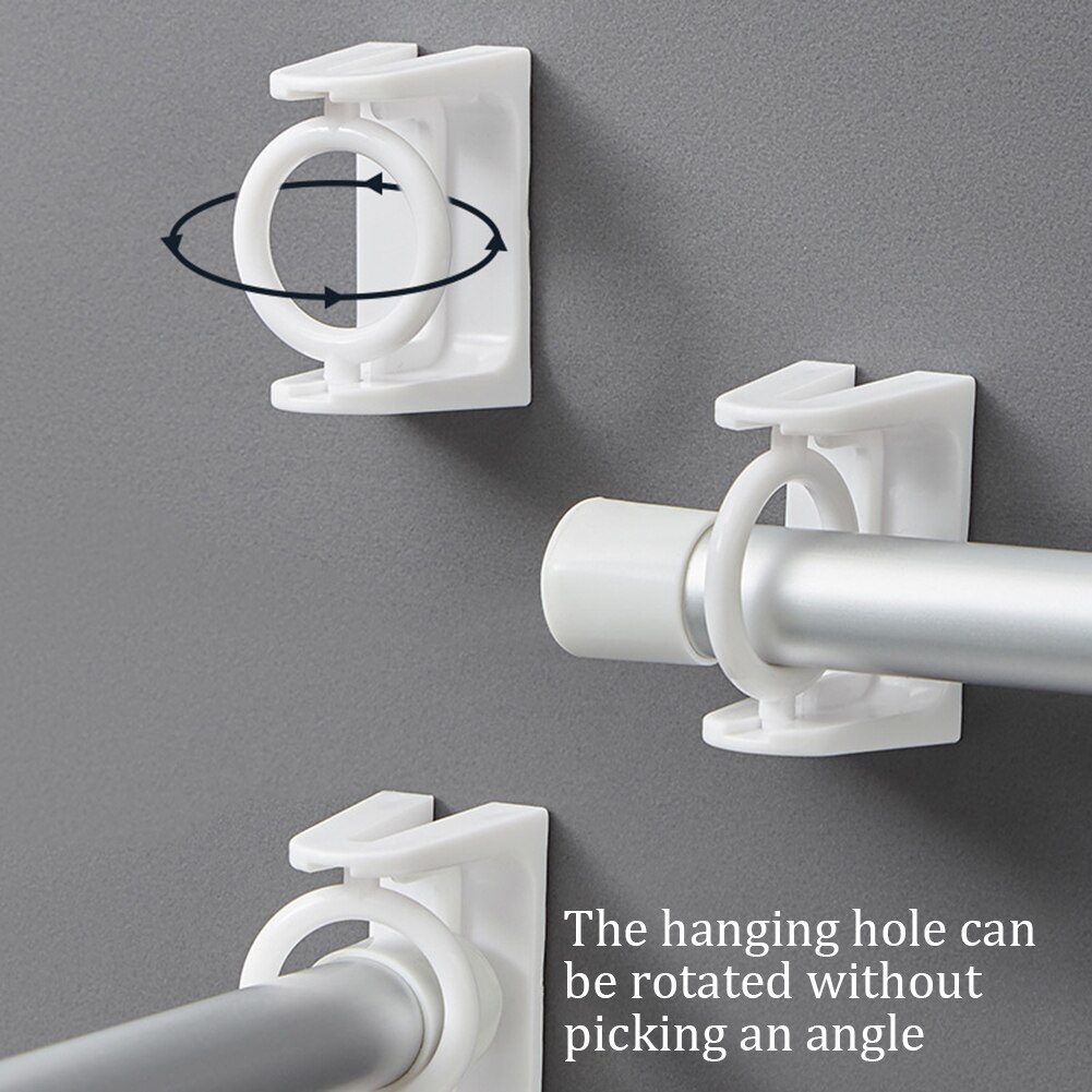 Draaibare Gordijn Staaf Beugel Zelfklevende Douchegordijn Staaf Houder Ring Telescopische Staaf Hanger Hoek Pole Ring Voor Badkamer