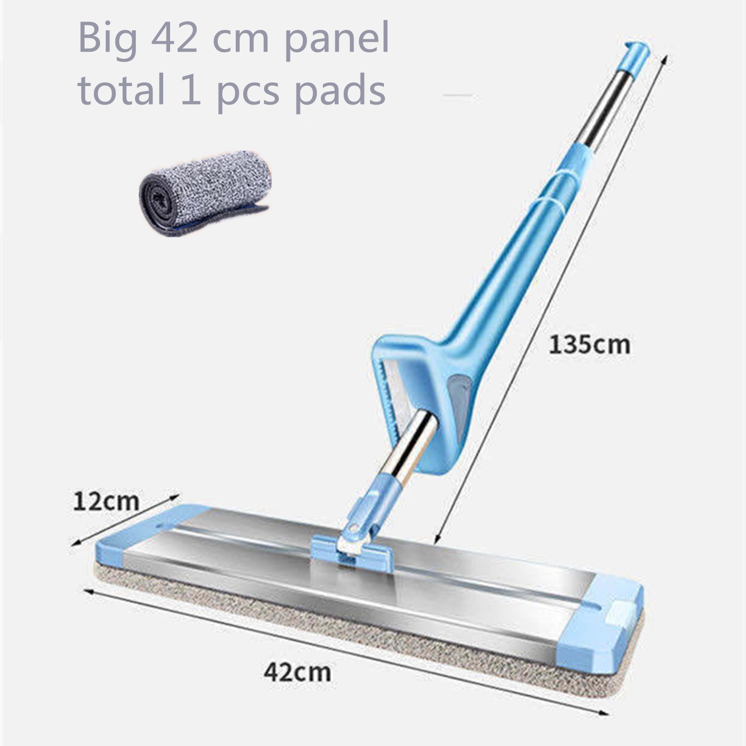 Magic Mop Free Hand Washing Lazy Mop Cleaner Self-Wring Squeeze Household Cleaning Automatic Dehydration: 42cm Mop add 1 pad