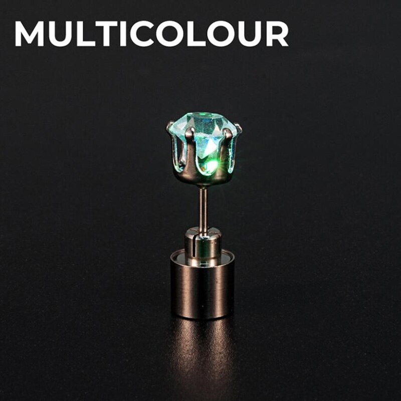 1Pc Glowing Led Stud Earring Crystal Roestvrij Light Up Kerst Stud Oorbellen Lichtgevende Party Sieraden Accessoires: Multicolour
