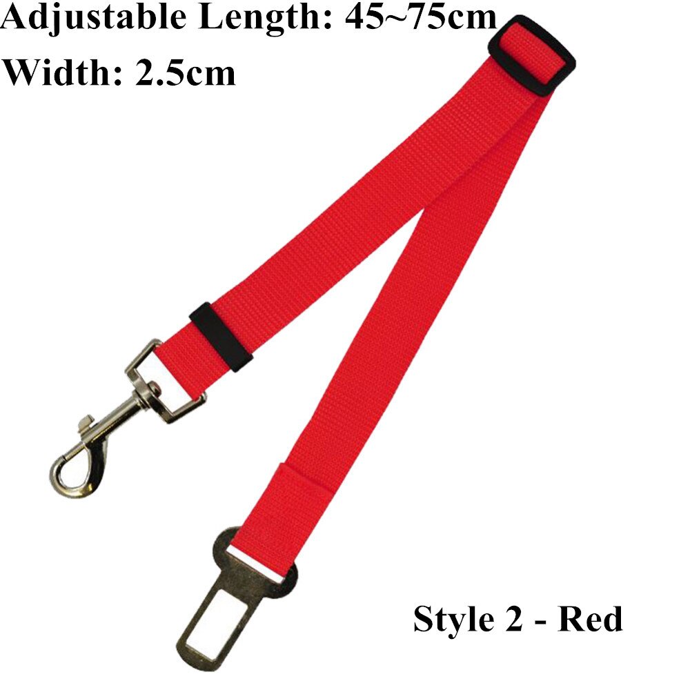Verstelbare Nylon Pet Hond Autogordel Kat Puppy Lood Kleine Medium Honden Voertuig Leven Veiligheid Riem voor Teddy Yokie: 1pc style 2 red