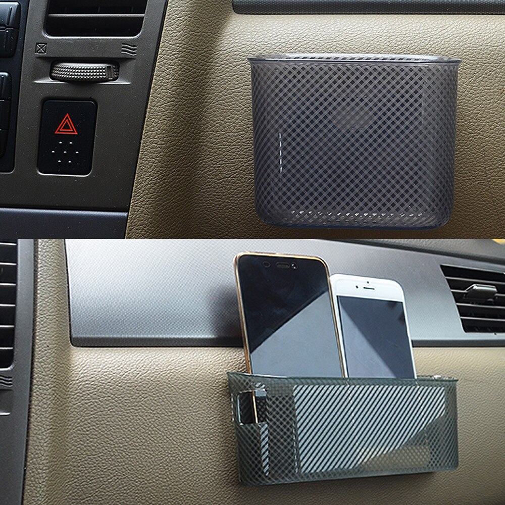 Car Storage Box Interior Multifunction Organizer Card Phone Holder Garbage Mesh Bin Door Side Hanging Pocket Auto Accessories