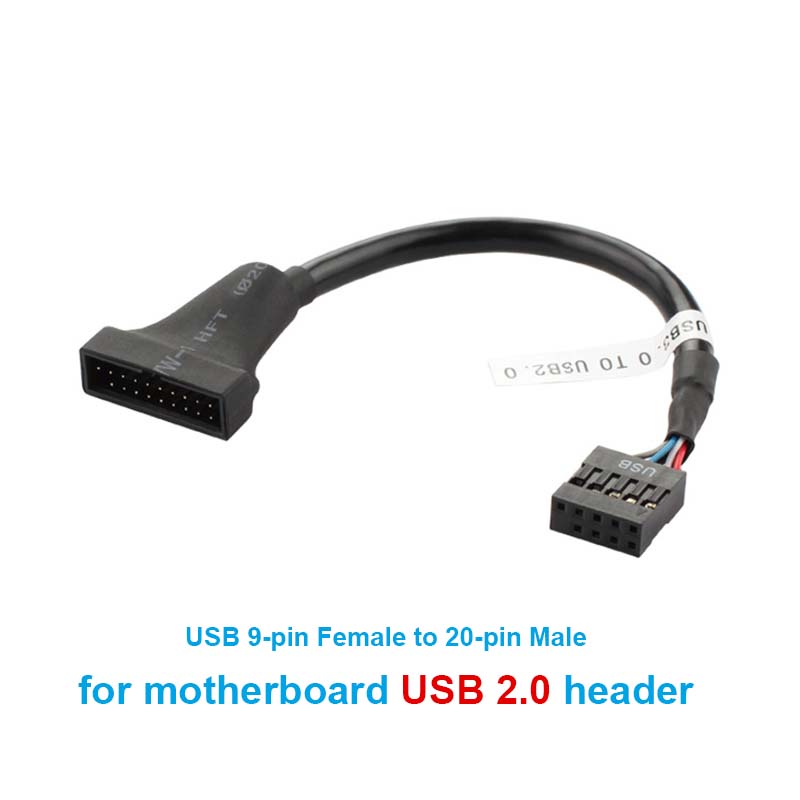 Cable adaptador interno de la placa base, conector USB 2,0 de 9 pines a USB 3,0 de 20 pines, conector USB 3,0 de 20 pines a USB 2,0 de 9 pines: 9Pin to 20Pin Male