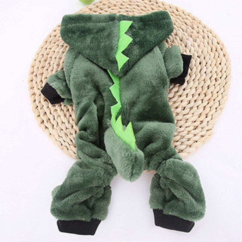 Morsom dinosaur kjæledyr katt kostyme halloween katt klær til små katter vinter varm fleece kattunge hettegensere frakk jakke hundeklær
