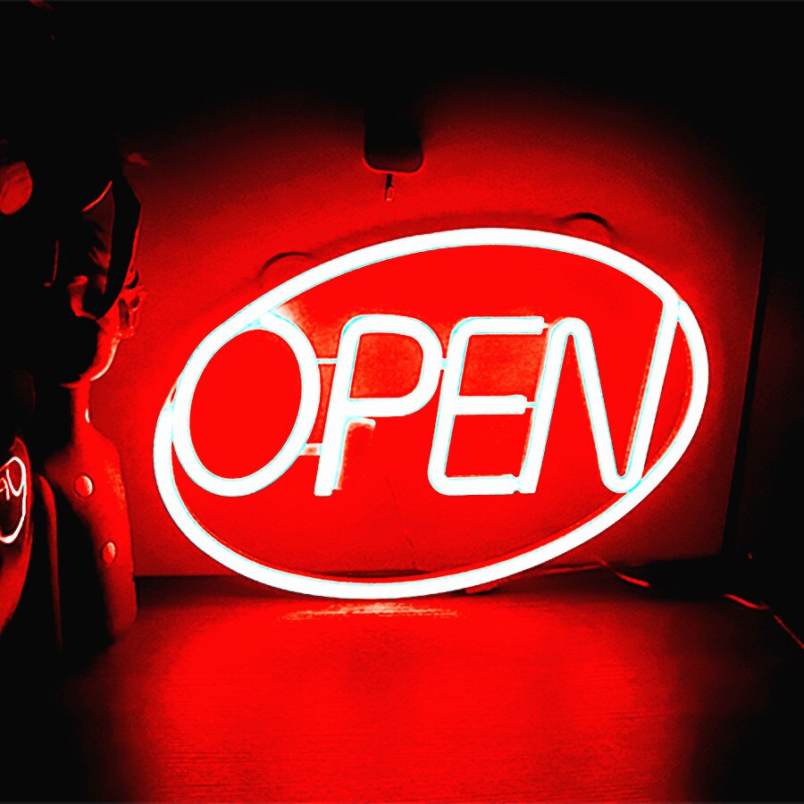 42*26.8cm öppna neonskyltar ultra ljusa öppna bokstäver neon led lampa restaurang bar heminredning usb/batteridriven ljus 7 färg