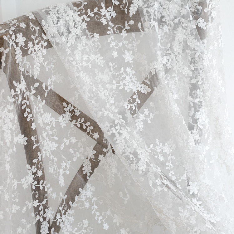 1 yard hvid organza broderiklud knude silke garn brudekjole blonder stof baggrund klud gardin duge håndlavet diy