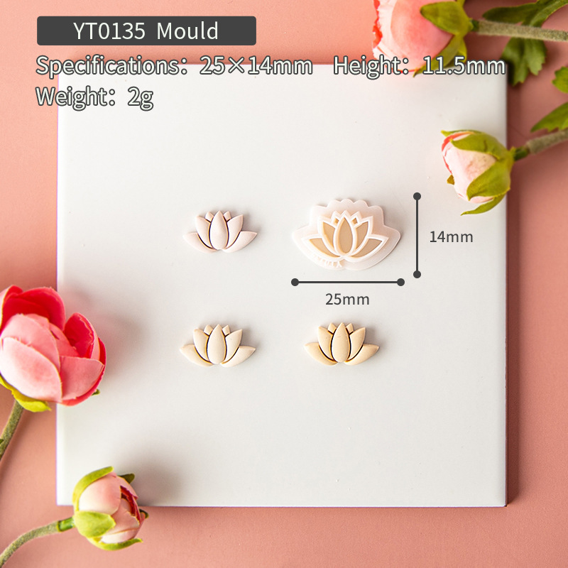 Cortador de arcilla polimérica Vintage, cortadores de arcilla de flores en relieve bohemio de loto para broches, joyería, pendientes, herramientas de fabricación DIY: Rojo