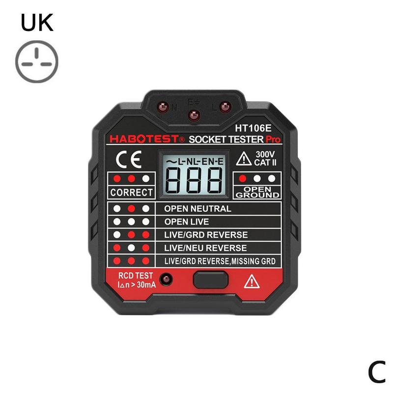 Electric Socket Tester EU / US / UK Plug Neutral Earth Leakage Test Polarity Electric Breaker Plug Circuit Wall Wire N5J4: UK