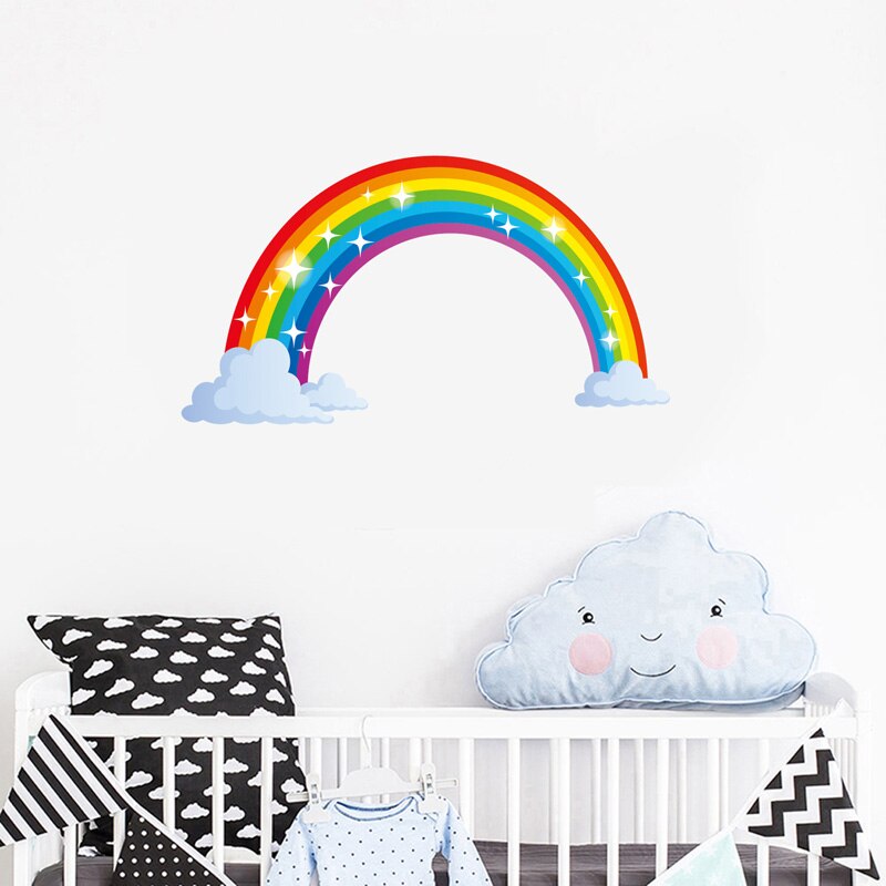 Cartoon Rainbow Cloud Wall Sticker Kids Room Bedroom Decoration Mural Art Decals Home Decor Wallpaper Nursery Stickers