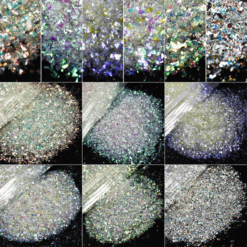 50G Nail Art Glitter Ijs Iriserende Vlokken Fijne Ambacht Glitter Decoratie Artist Nail Pailletten Vlokken Pigment Vlok-DPC-W34546