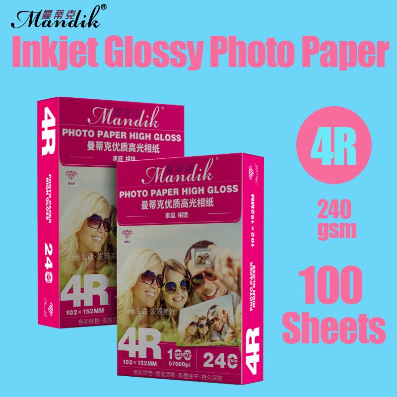 240gsm Premium Inkjet Printer Single Glossy 4R Size Photo Paper 100 Sheets Super White