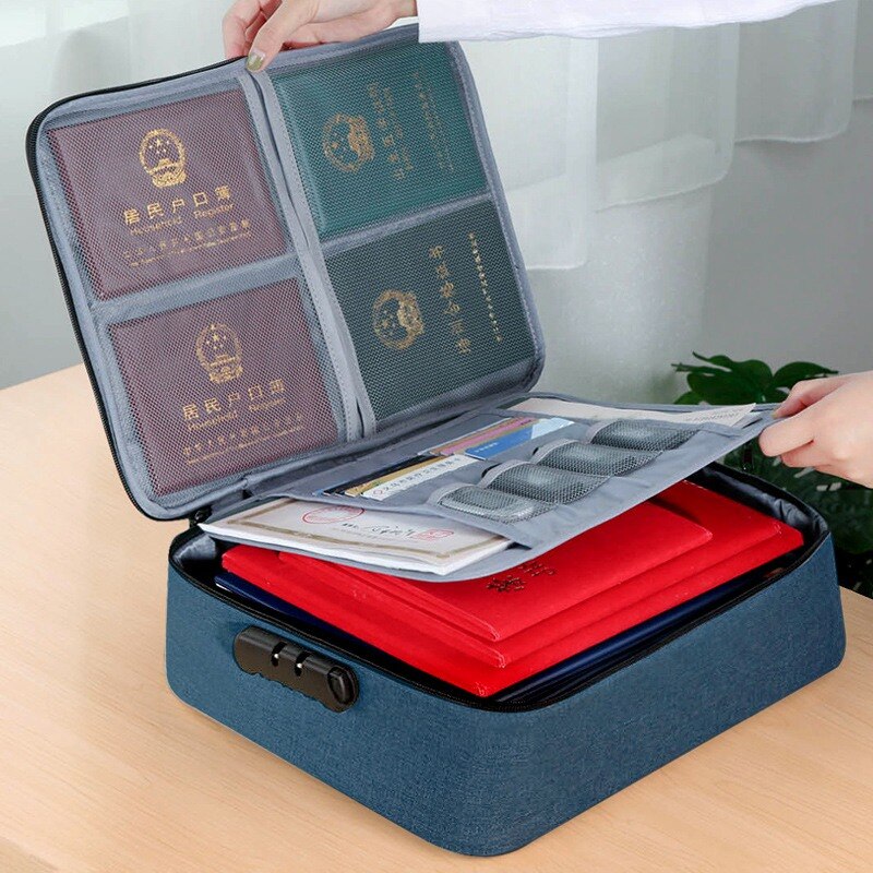 GUMST Document Bags Large Capacity Files Organizer Travel Bags Cosmetic Box Waterproof Digital Bags Document Organizer: Navy multy layers