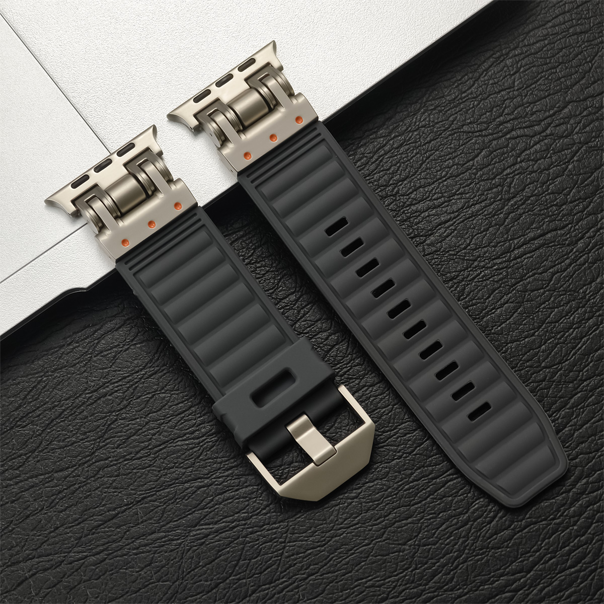 Sports silikone rem til apple watch ultra 2 49mm 45mm 44mm 42mm blød gummirem til iwatch serie 9 8 7 6 5 4 se herrearmbånd: Mørkegrå