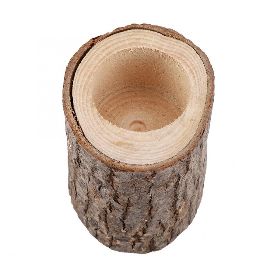 Wood Candle Holder Stand Timber Pile Candle Holder Stand Candlestick Log Flowerpot Ornament Decor Candle Holder Home Decoration