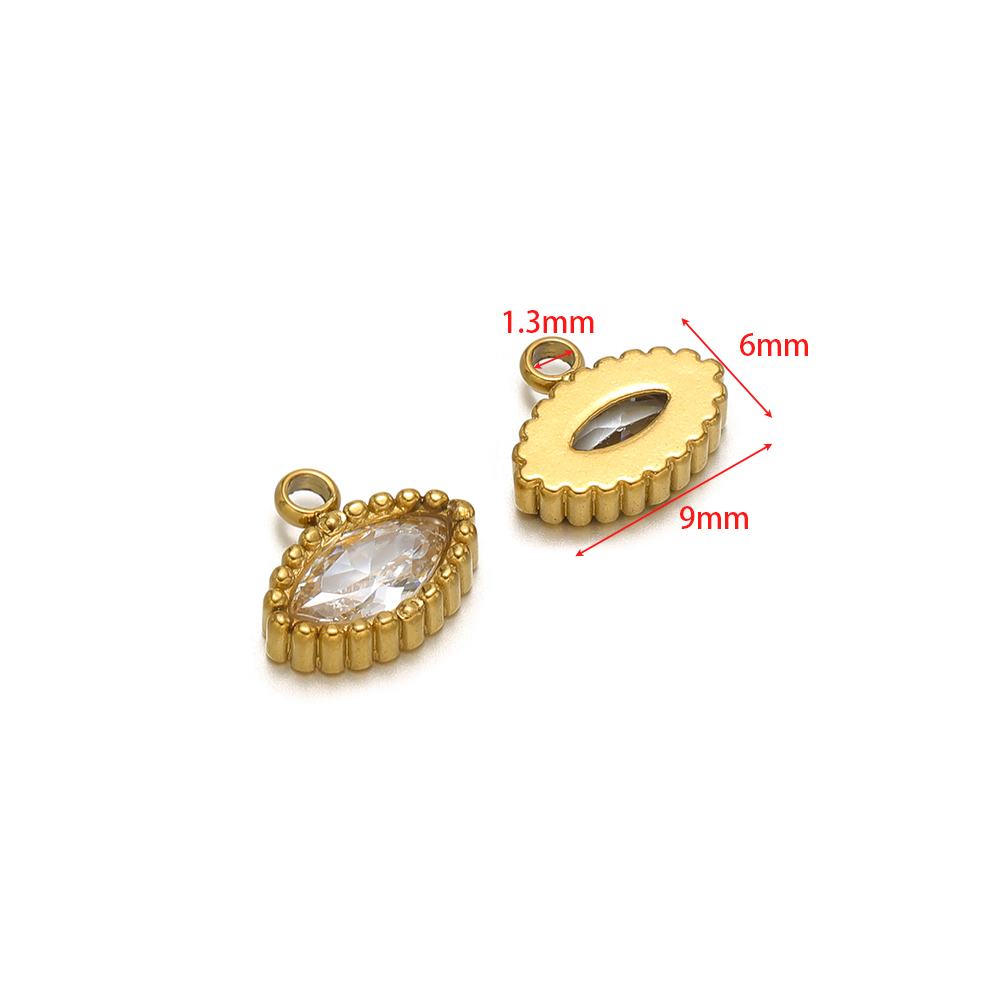 5 Stück Edelstahl Herz Glas Kristall Reize Gold Farbe Quadratische Anhänger für DIY Halskette Schmuckherstellung Armbänder Erkenntnisse: Blau