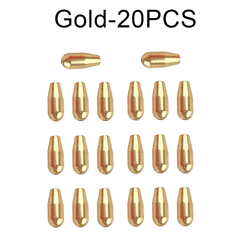 20 sztuk mosiężny błystka wędkarska przynęta wędkarska Sinker Spinner przynęta ciężarki Slip Bullet Sinker Inline błystki akcesoria: Złote