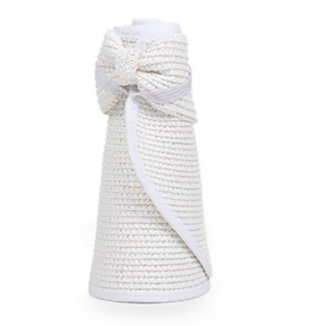 Vrouwen Zomer Vizieren Hoed Opvouwbare Zonnehoed Breed Grote Rand Strand Hoeden Stro Hoed Chapeau Femme Strand Uv-bescherming Caps: White