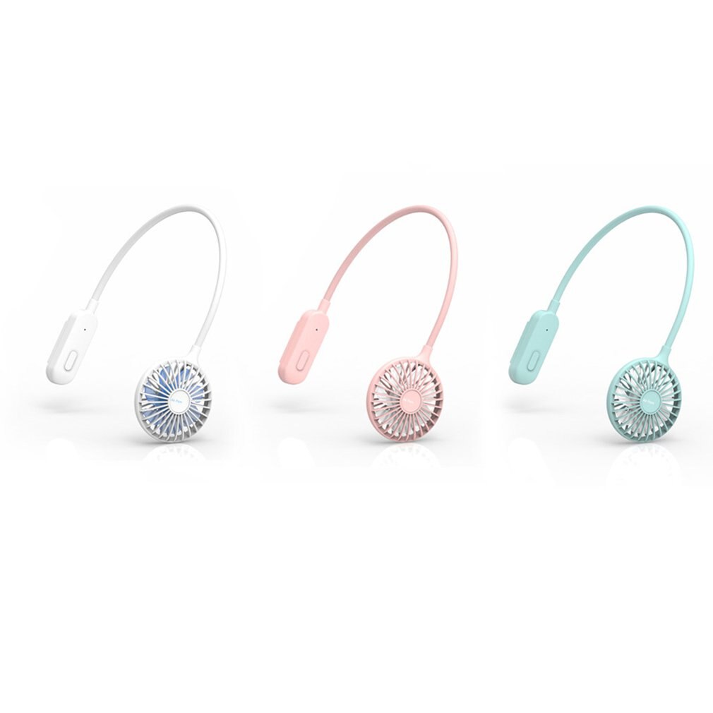 Bærbar doven sport halter fan mini hængende hals fan usb genopladeligt cover halter sport fan luftkøler udendørs