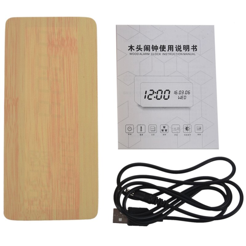 2 Pcs Led Alarm Clock, LED Digital Alarm Clock Wooden &amp; Orange