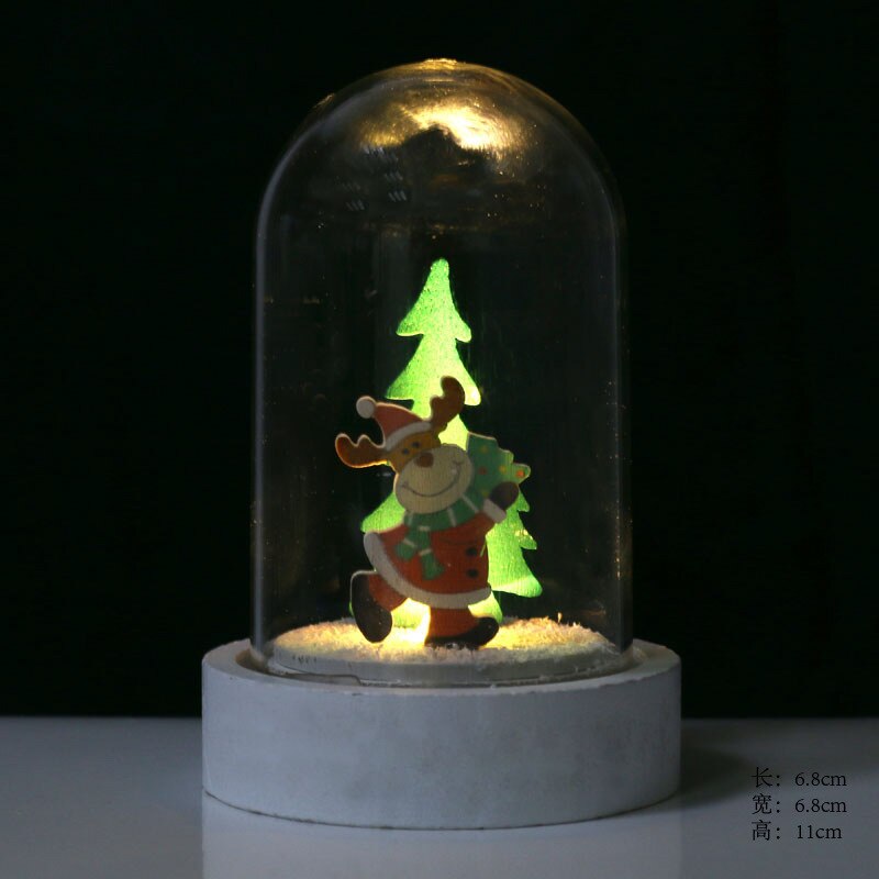 Træ julekage dekoration belyst træhus hus kage dekoration slæde julemanden kage kort jul: Glas flaske