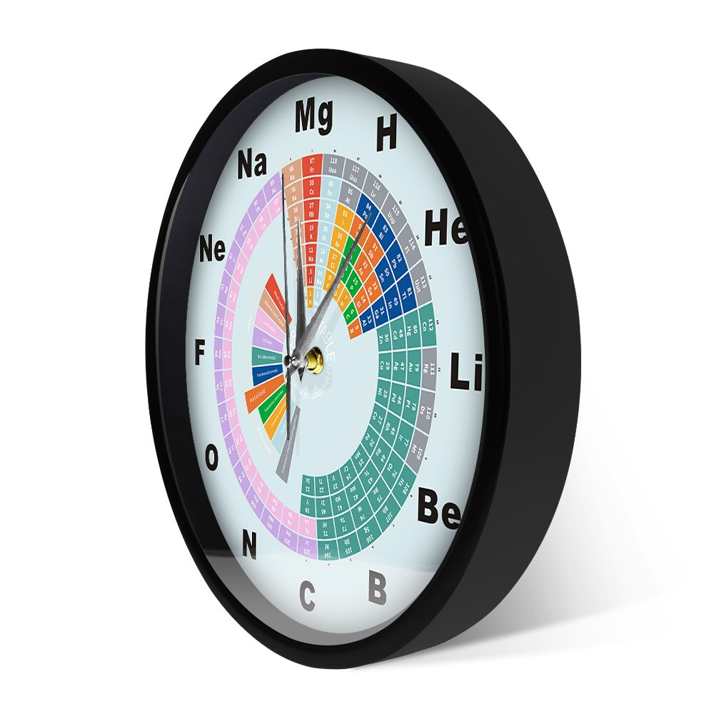 Reloj de pared inteligente con panel de Metal activado, reloj de pared con tabla periódica de elementos químicos, iluminación LED, decoración de arte químico