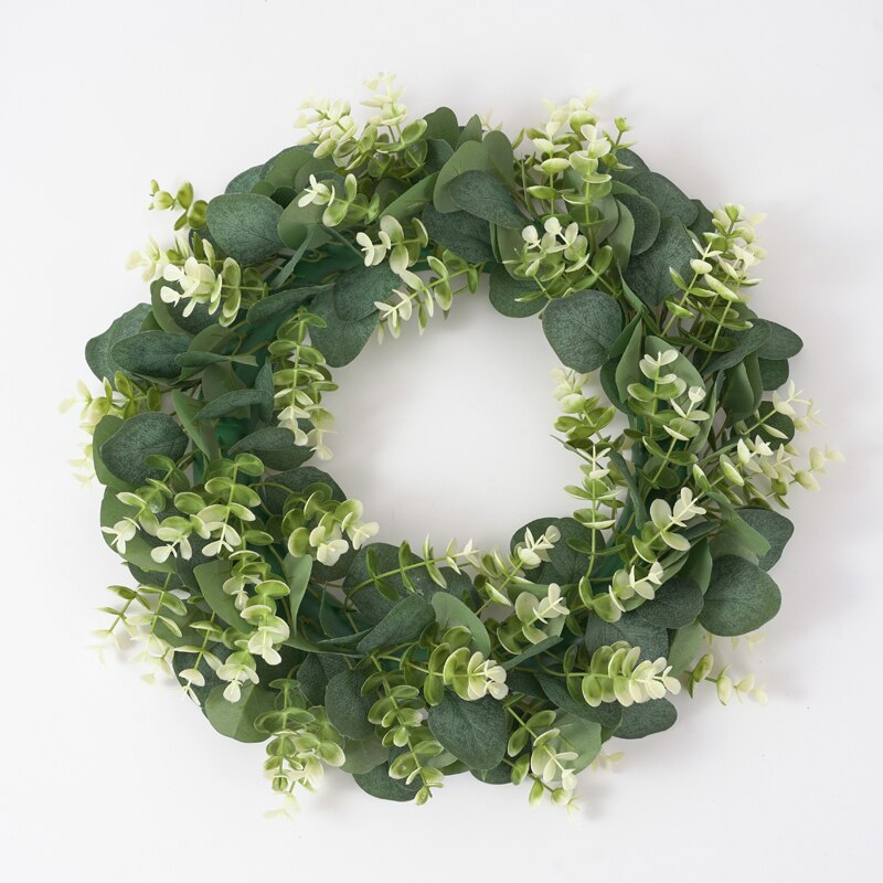 Türkranz Mit Willkommen Schild - 26cm Holzrahmen Mit Künstlichen Blättern