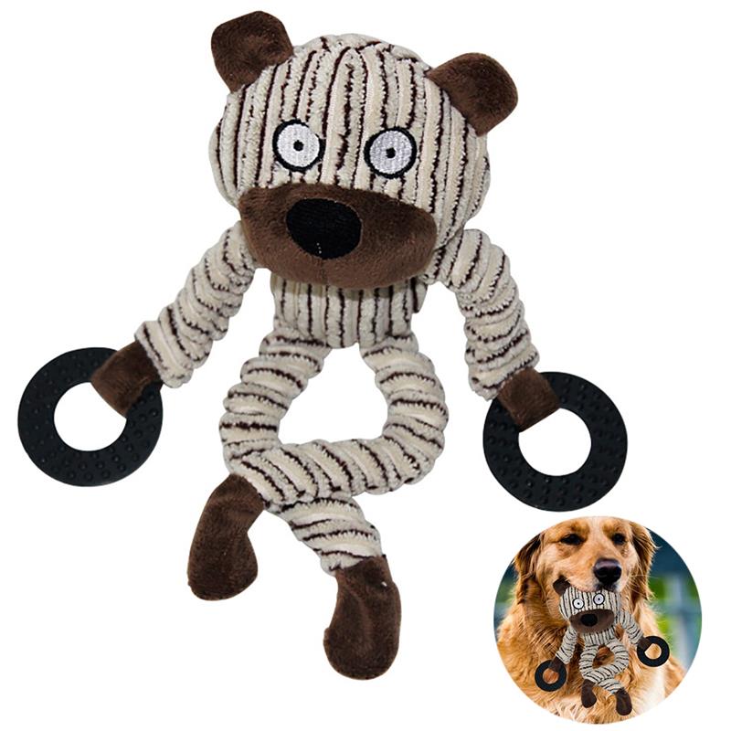 Funny Pet Dog Toys Chew Squeaky Toys Cow Bear Plush Chewing Sound Molar Bite Grinding Animal Shape for Dogs Cat Toys: Bear B