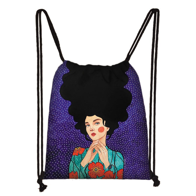 Retro Europese Olieverf Meisjes Tasje Mooie Bloemen Touw Zakken Meisjes Draagbare Rugzak Unisex Reizen Boodschappentassen: skd-painting05