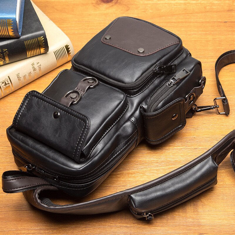 GUMST Leather Crossbody Bags for Men Messenger Chest Bag Casual Bag Waterproof PU Single Shoulder Bags