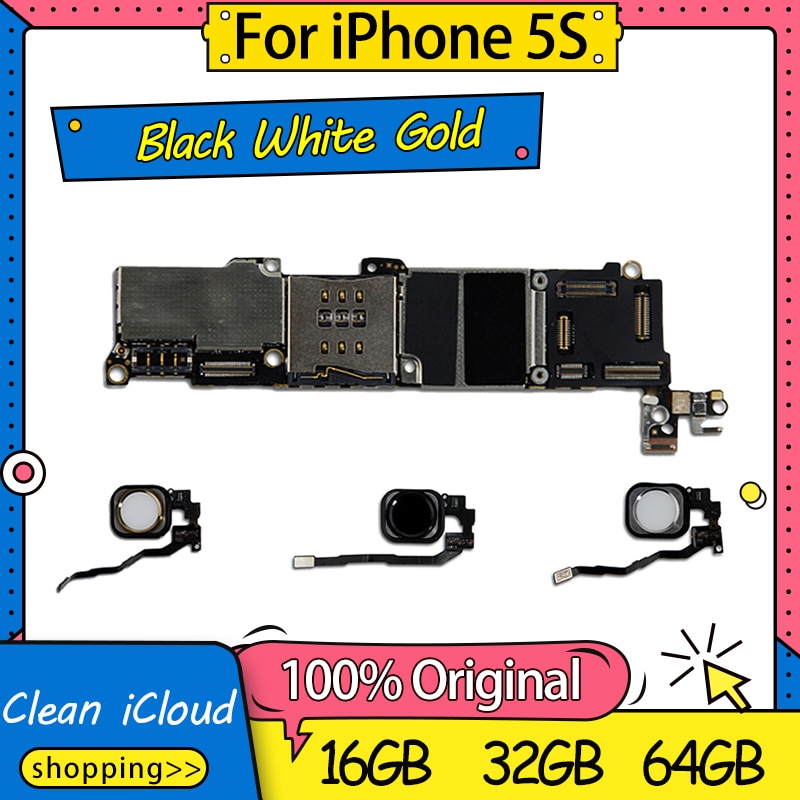 16GB 32GB 64GB Motherboard with / without touch ID for iphone 5S Full unlocked mainboard IOS System logic board with full chips