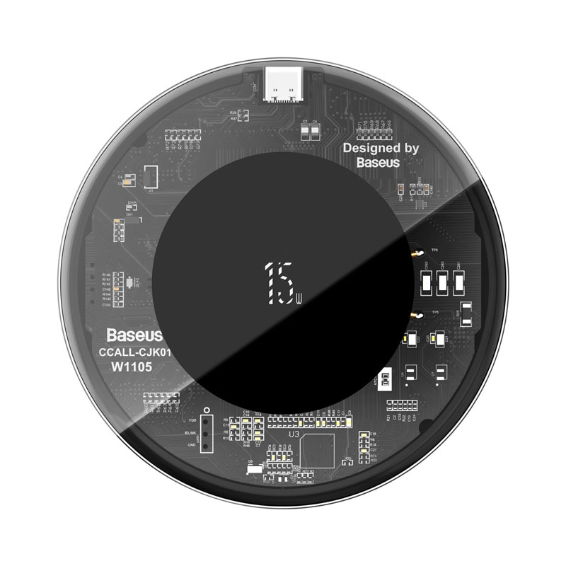 Baseus 15w carregador sem fio para airpods iphone 11 pro transparente qi carregador sem fio desktop almofada do telefone móvel de carregamento rápido: Transparent