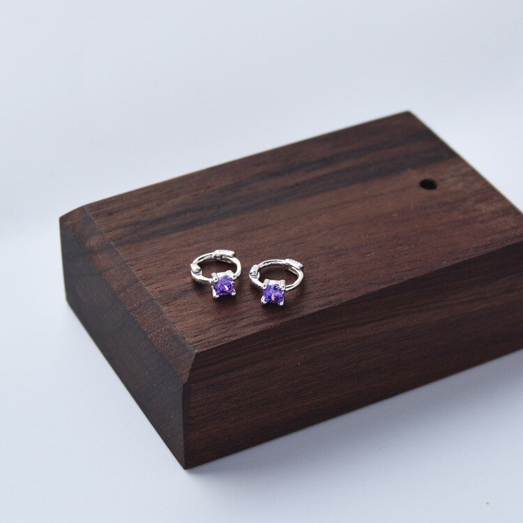 Pendientes de plata de ley 925 de , Mini corsé de circón, orejera de hueso del oído, hebilla de oreja concisa personalidad para mujeres y niñas, joyería para oreja: 1pair silver purple