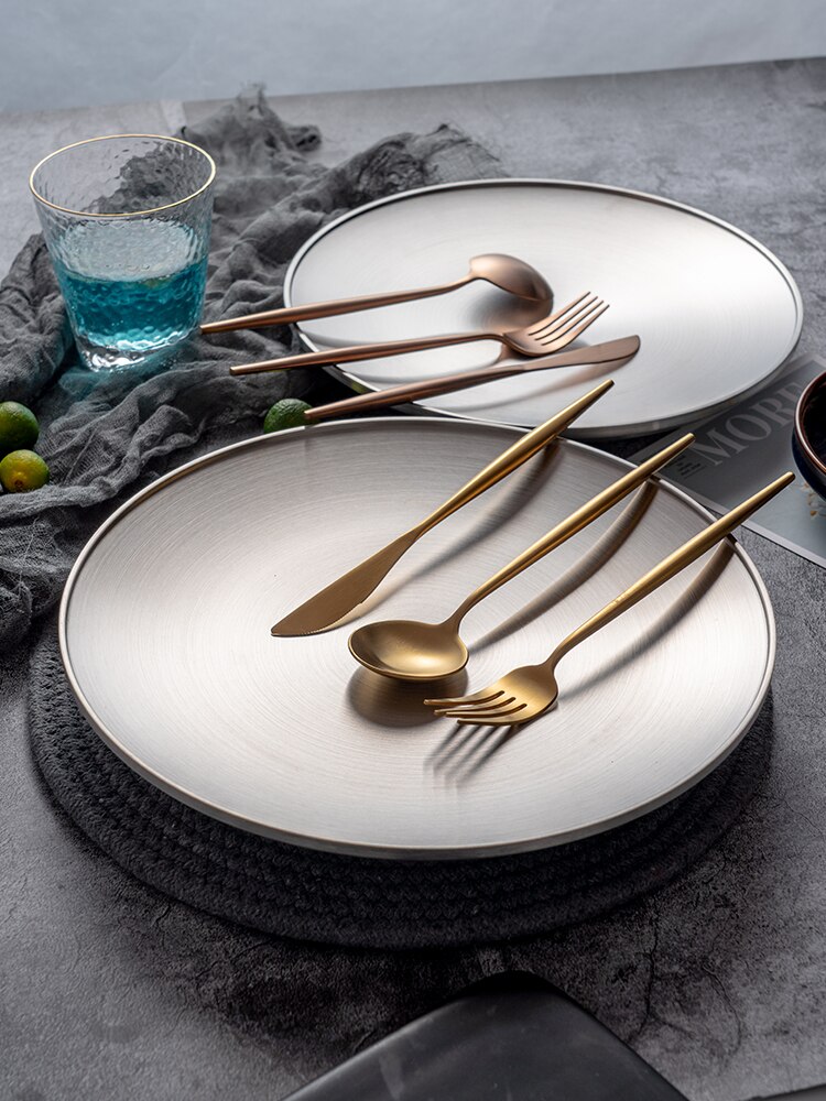 ONLYCOOK 304 Stainless Steel Steak Plate Fruit Plate 8 Inches 361/437g