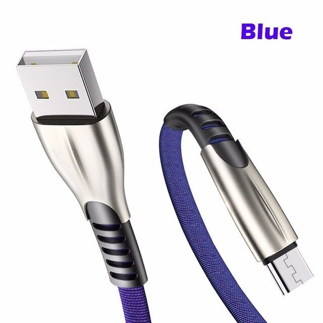 3a micro usb-kabel snellader android mobiele telefoon micro usb oplaadkabel datakabel opladen voor samsung  s7 edge xiaomi redmi note 5: Alleen blauwe 1m kabel
