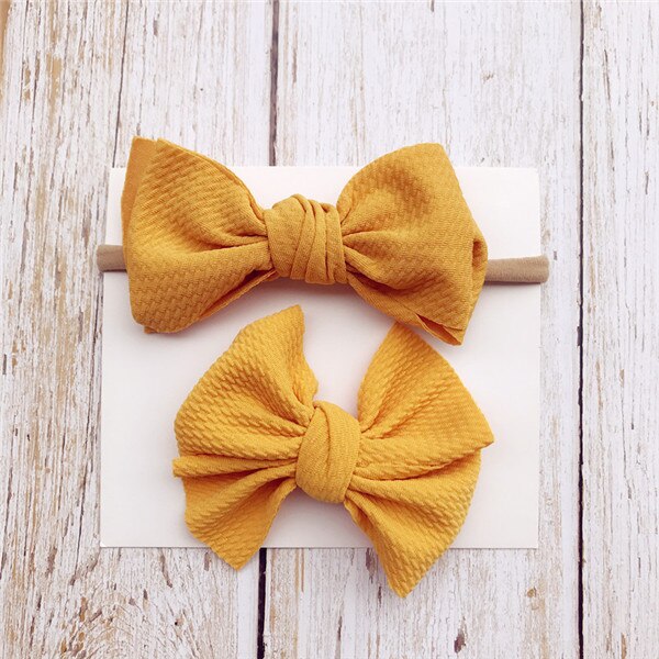 2 pçs/lote 5'Baby Bagunçado de Tecido Arco Cabeça + Recém-nascidos Grande Arco de Cabelo Menina clipe Arcos de Cabelo Turbante Headwrap Infantil Bebes Bowknot Tie: YELLOW