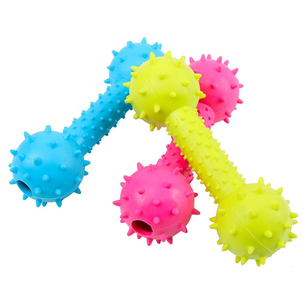 Tpr kæledyrs legetøj gummi bidfast legetøj hundeknogle stikkende vægtstangslegetøj pet legetøj hundeknogle spiny vægtstangslegetøj