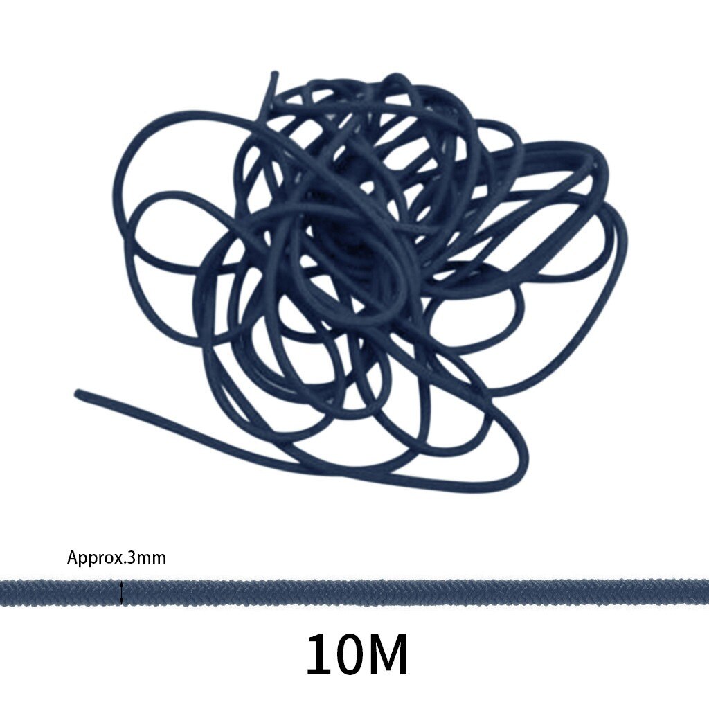 3mm THIN FINE ROUND ELASTIC STRETCH BUNGEE SHOCK CORD 11 COLOURS length 5/10M DIY Elastic Round Elastic Band Sewing accessories#: Dark Navy / 10 M