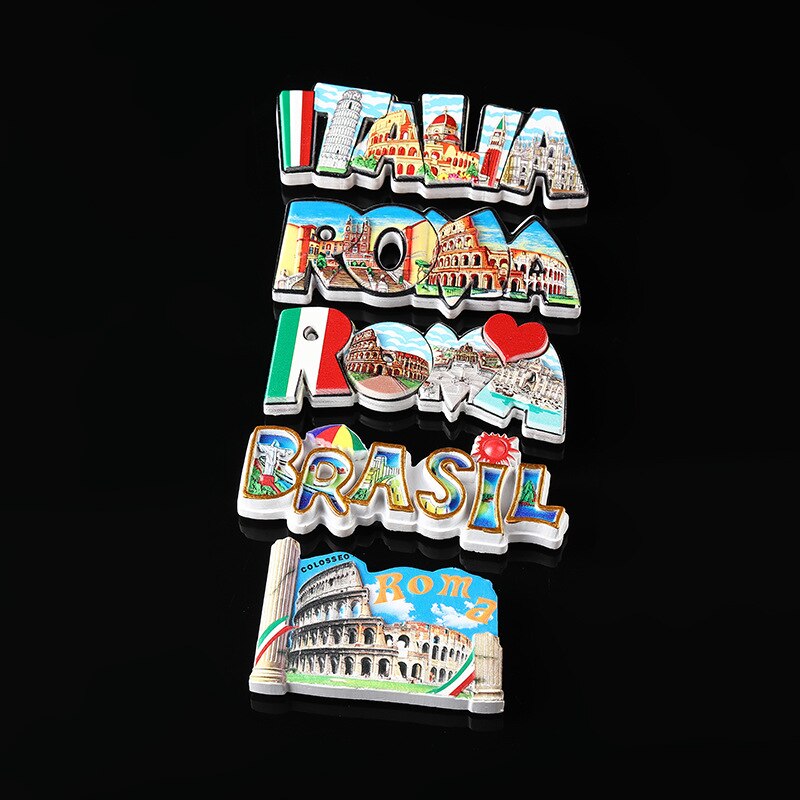 Imanes creativos de nevera de Italia Roma, recuerdo de Turismo, artesanías talladas, pegatina de resina 3D para refrigerador de viaje, pegatinas para tablero de mensajes