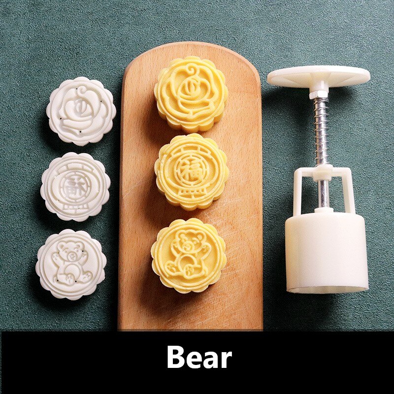 12 Chinese zodiac Flower Mooncake Mold Set Mid Autumn Festival DIY Hand Pressure Fondant Moon Cake Mould Decoration Tool: 04