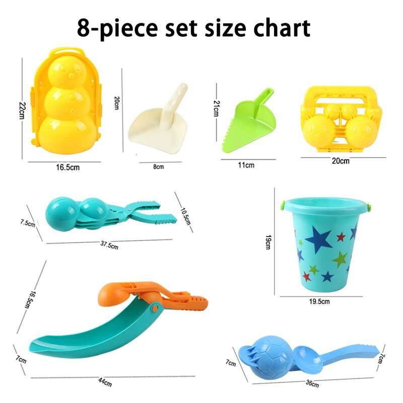 8 Stuks Sneeuwbal Maker Speelgoed Met Box-Sneeuwbal Maken Tool Met Handvat Voor Kinderen Outdoor Activiteiten Kinderen sneeuw Game