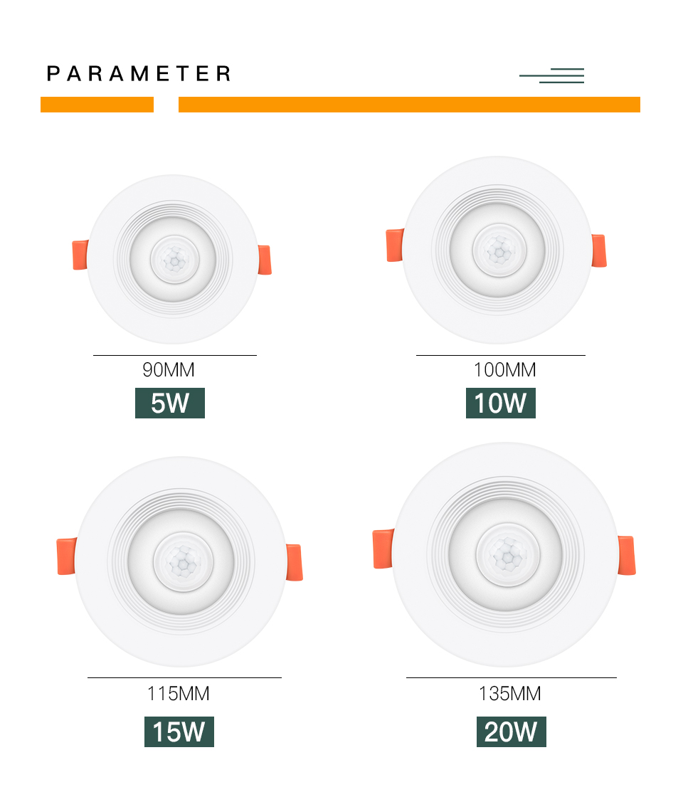Led downlight 5w 10w 15w 20w led pir bevægelsessensor indbygget downlight til stue soveværelse loftsdekoration belysning