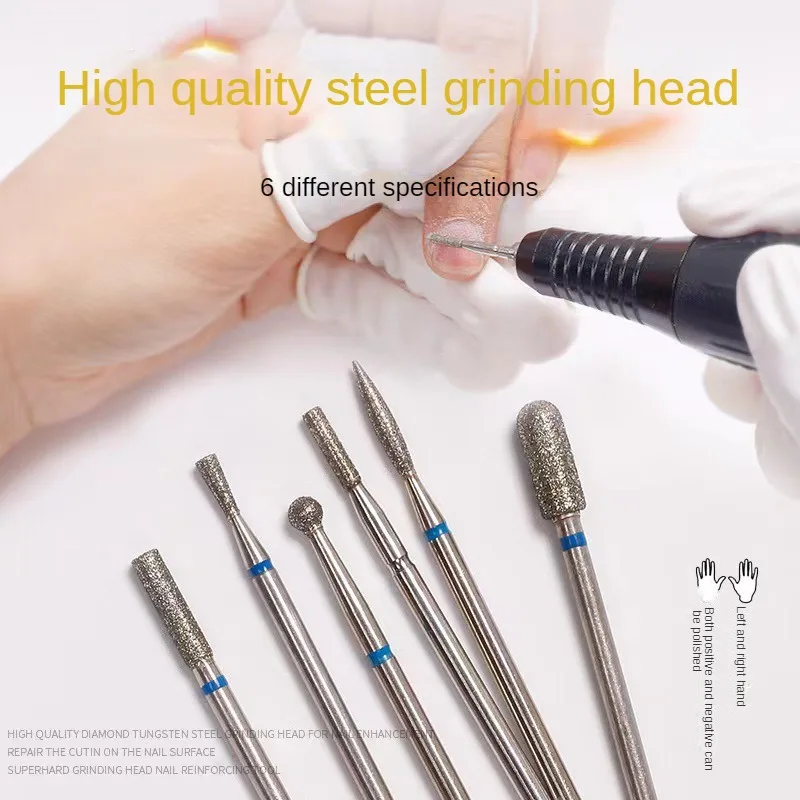 Brocas de diamante con punta cónica para uñas, herramienta lijadora eléctrica para limpieza de cutículas, rotativa, para manicura y pedicura, 6 uds.