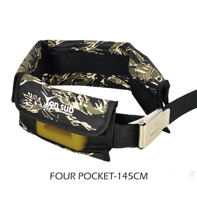 Bolsa de cinturón de peso para submarinismo, pesca submarina, cinturón de peso de repuesto con hebilla de acero inoxidable de liberación rápida, accesorios de buceo: Camo Green 145cm