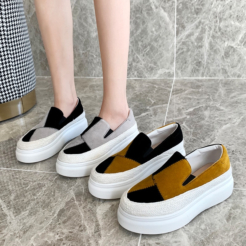 Ronde neus dames loafers schoenen instappers klompen platform gemengde kleuren damesschoenen herfst dames all-match casual