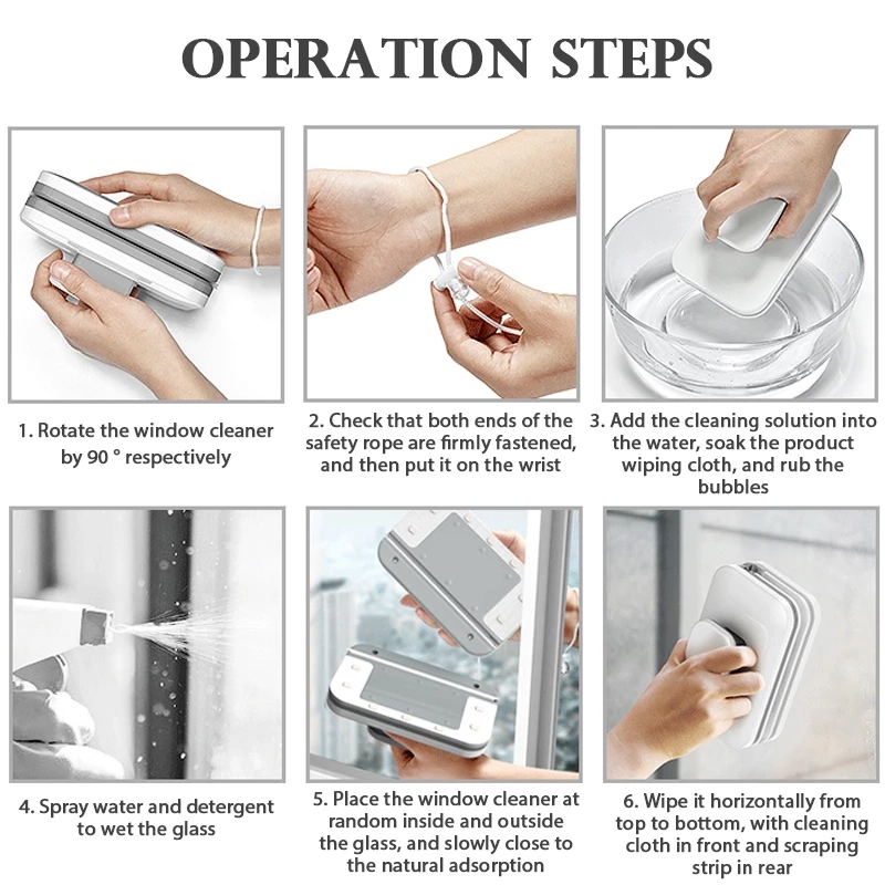 Magnetic Window Cleaner Brush Double-Side Automatic Water Discharge Wiper Glass Window Brush Cleaning Household Tools