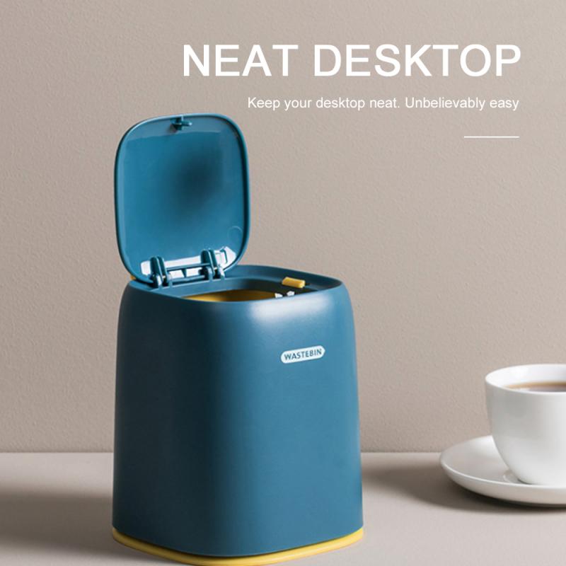 Mini Small Waste Bin Desktop Garbage Basket Home Table Plastic Office Supplies Trash Can Dustbin Sundries Barrel Box With Lid