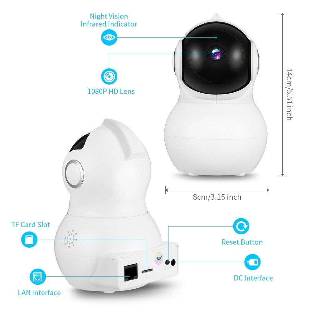 Baby Monitor 1080 P HD Clever IP Kamera mit Nachtsicht für Heimat Sicherheit kabellos Video Babys Monitor Temperatur Überwachung