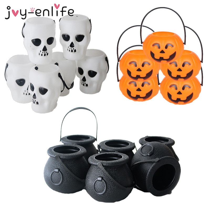 Halloween godteri bøtter gresskar bøtte hodeskalle heks godteri holder potten halloween låve lokke eller behandle rekvisitter halloween fest kjele